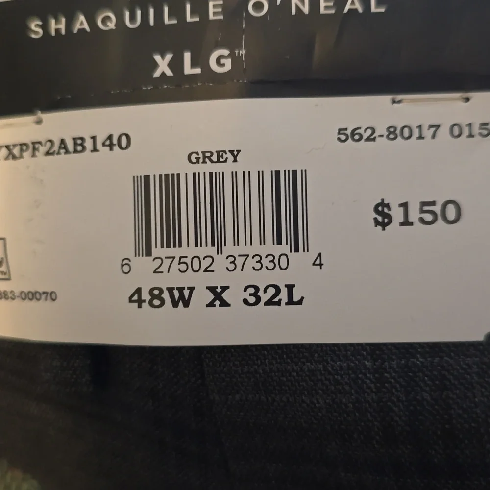 New Shaquille O'Neal‎ Men's Size 48x32 Gray Plaid Dress Pants Trousers